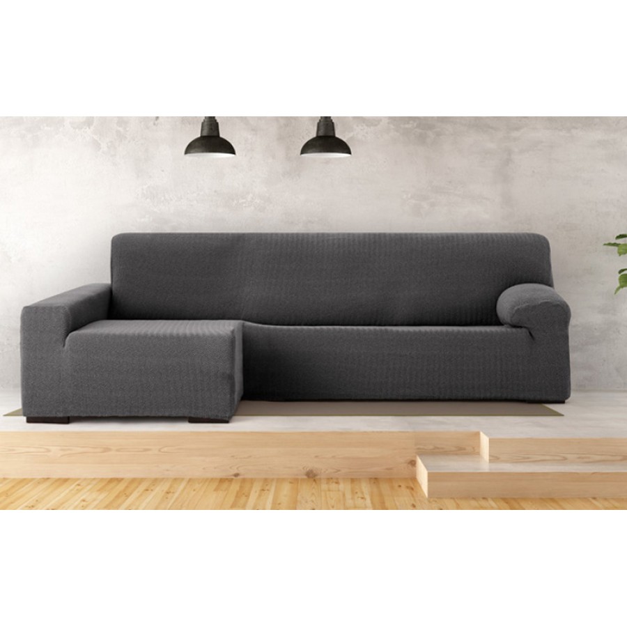 Κάλυμμα γωνιακού καναπέ (250-360) με αριστερό ανάκλιντρο και μακρύ μπράτσο Newhome Jaz 16 ανθρακί