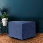 Κάλυμμα για πουφ-σκαμπώ (60x60) Διπλής ελαστικότητας Newhome Jaz 03 μπλε