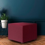 Κάλυμμα για πουφ-σκαμπώ (40x40) Διπλής ελαστικότητας Newhome Jaz 08 μπορντό