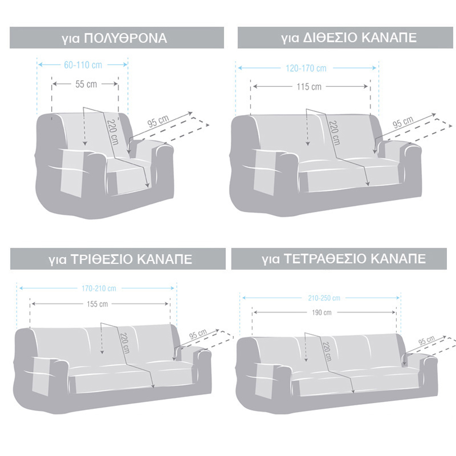 Κάλυμμα Αδιάβροχο Σενίλ για Πολυθρόνα Newhome Loira Protect Practica 06 γκρι
