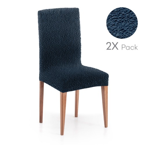 Κάλυμμα καρέκλας (σετ 2 τεμάχια) διπλής ελαστικότητας Newhome Roc 03 Μπλε