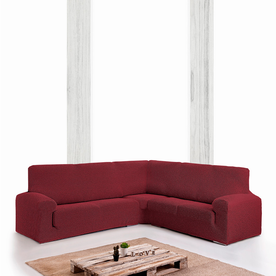 Κάλυμμα Γωνιακού καναπέ (350-450) Διπλής Ελαστικότητας Newhome Roc 08 μπορντό