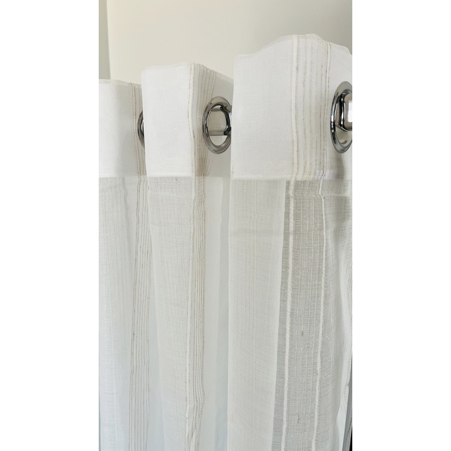 Έτοιμη Κουρτίνα με Κρίκους-Τρουκς (140x260) Ημιδιάφανη Με Ρίγες Newhome Tulip 1001-57