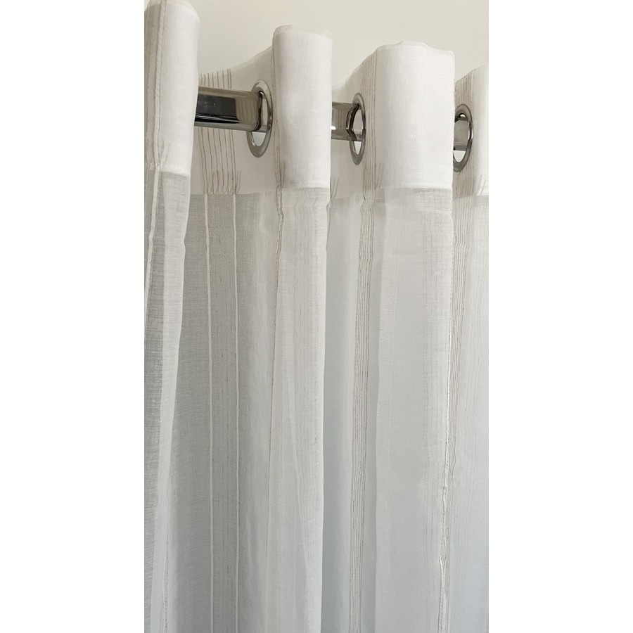 Έτοιμη Κουρτίνα με Κρίκους-Τρουκς (140x260) Ημιδιάφανη Με Ρίγες Newhome Tulip 1001-57