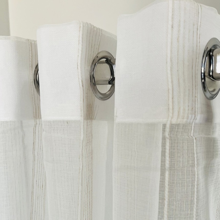 Έτοιμη Κουρτίνα με Κρίκους-Τρουκς (140x260) Ημιδιάφανη Με Ρίγες Newhome Tulip 1001-57