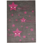 Χαλί Παιδικό (160x230) Φριζέ Atlantis Carousel 1252 γκρι με ροζ αστεράκια