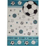 Χαλί Παιδικό (133x195) Φριζέ Atlantis Carousel 1259 γκρι/τυρκουάζ  με μπάλες ποδοσφαίρου