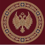Εκκλησιαστικό Χαλί (300x300) με αετό με φτερά σε κύκλο Atlantis Orthodoxia 1000 Κόκκινο