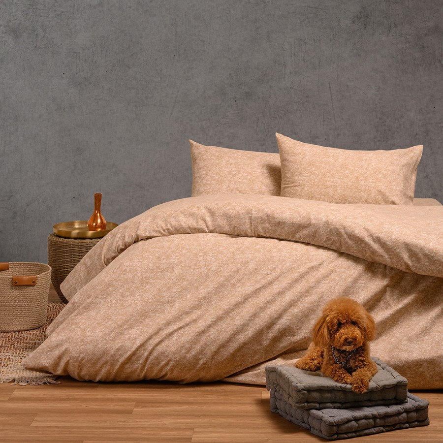 Σετ Σεντόνια Φανελένια Μονά (170x260) Melinen Winter Line Hope Beige