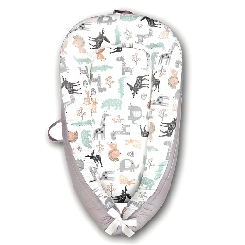 Φωλιά Ύπνου Βρεφική (85x55x15) Βαμβακερή Melinen Elephants με Ζωάκια