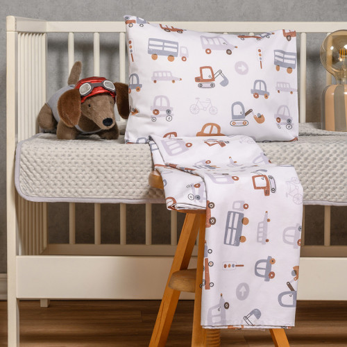 Σετ Σεντόνια Βρεφικά Κούνιας (120x170) με Λάστιχο Βαμβακοσατέν Melinen Prime Line Lets Ride