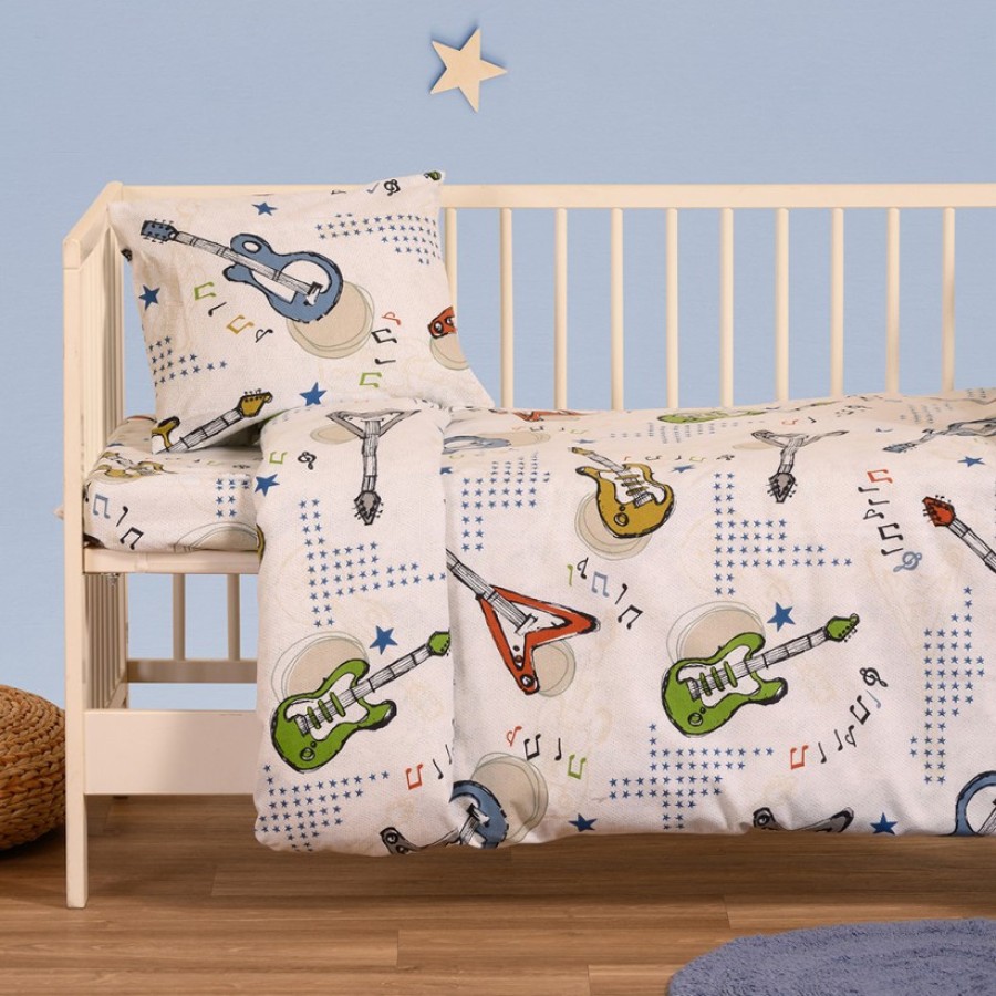 Σετ Σεντόνια Φανελένια Κούνιας (120x170) Melinen Winter Line Baby Music Ice