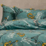 Σετ Σεντόνια Φανελένια Μονά (170x260) Παιδικά Melinen Winter Line Kids Music Petrol