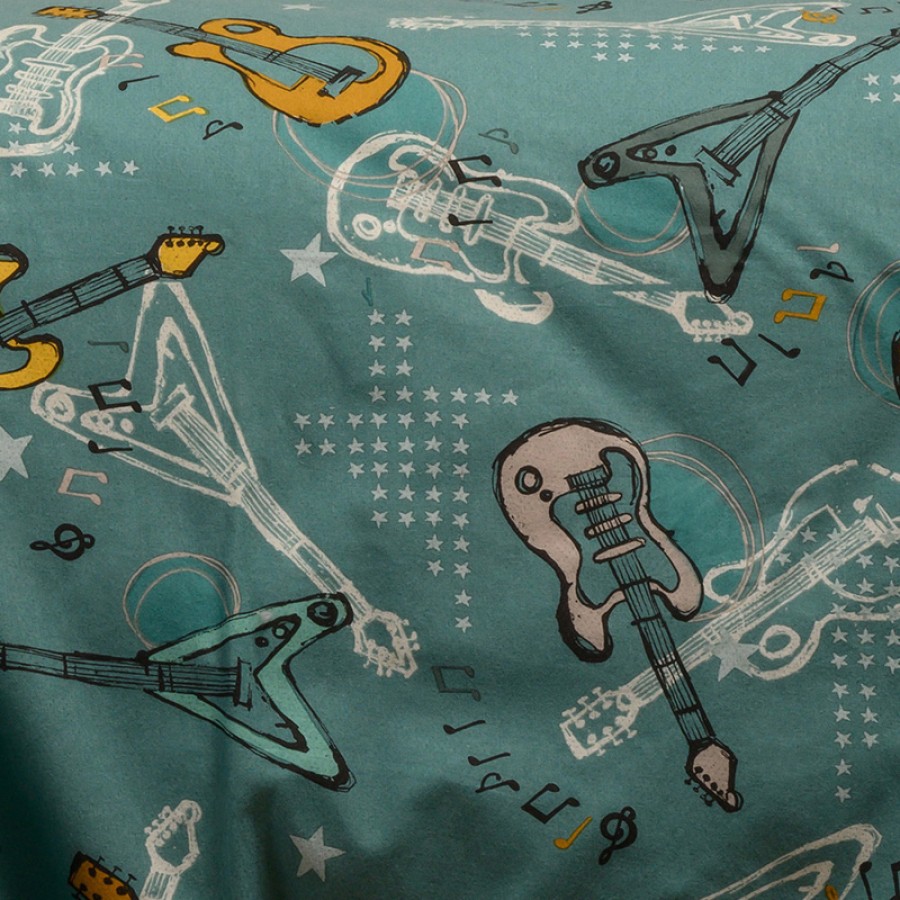 Μαξιλαροθήκες Φανελένιες Ζεύγος (53x72) Melinen Winter Line Kids Music Petrol