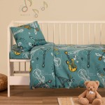 Σετ Σεντόνια Φανελένια Κούνιας (120x170) Melinen Winter Line Baby Music Petrol