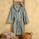 Μπουρνούζι Ενηλίκων με Κουκούλα (Medium) Βαμβακερό Melinen Bloom Aqua