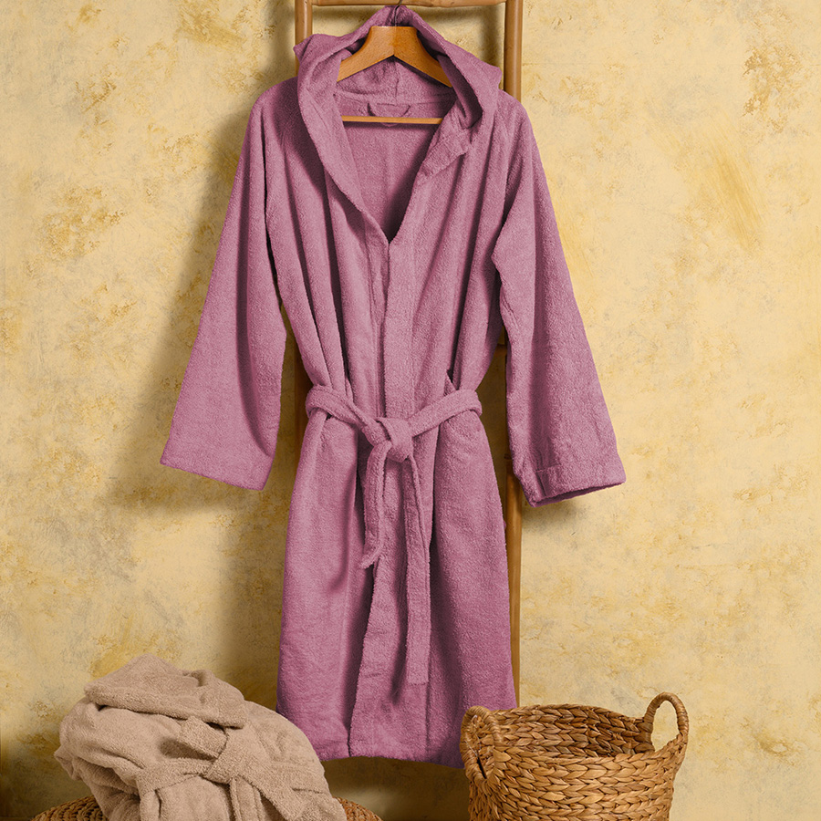 Μπουρνούζι Ενηλίκων με Κουκούλα (Medium) Βαμβακερό Melinen Bloom Berry