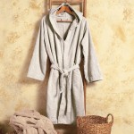 Μπουρνούζι Ενηλίκων με Κουκούλα (Small) Βαμβακερό Melinen Bloom Ecru