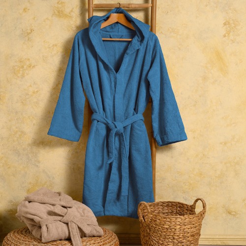 Μπουρνούζι Ενηλίκων με Κουκούλα (Large) Βαμβακερό Melinen Bloom Jean