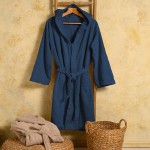 Μπουρνούζι Ενηλίκων με Κουκούλα (Medium) Βαμβακερό Melinen Bloom Navy Blue