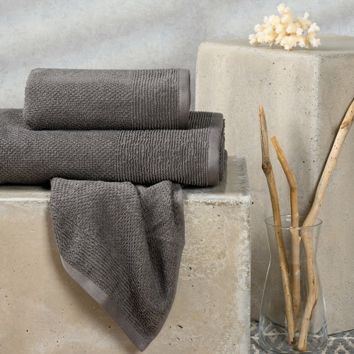 Σετ Πετσέτες 3 τεμαχίων  (Χειρός | Προσώπου | Λουτρού) 500γρ/τμ Melinen Haus Dark Grey