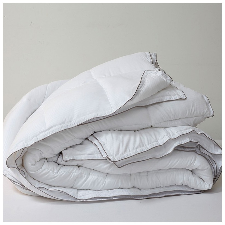 Πάπλωμα Λευκό Υπέρδιπλο 4 Εποχών - 2 σε 1 - με κουμπιά (220x240) 400γρ/τμ Newhome Basic Σατέν Ριγέ