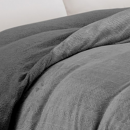 Παπλωματοθήκη Flannel με Προβατάκι Μονή (165x225) Melinen Shelby Anthracite