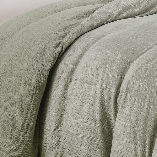 Παπλωματοθήκη Flannel με Προβατάκι Μονή (165x225) Melinen Shelby Soft Olive