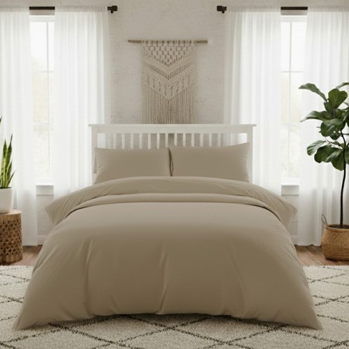 Σεντόνι Μεμονωμένο King Size (270x270) Βαμβακοσατέν 300 Κλωστών Μονόχρωμο Melinen Lavish Beige