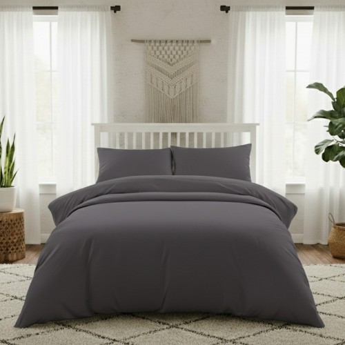 Σεντόνι Μεμονωμένο King Size (270x270) Βαμβακοσατέν 300 Κλωστών Μονόχρωμο Melinen Lavish Dark Grey