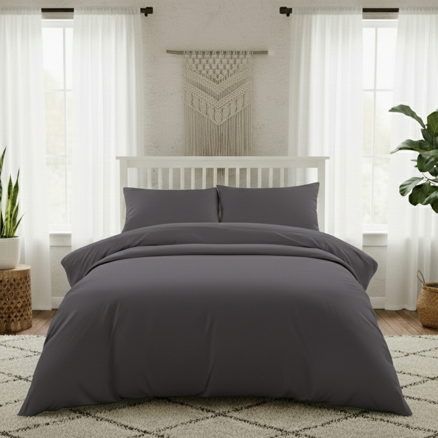 Παπλωματοθήκη Υπέρδιπλη (225x245) Βαμβακοσατέν 300 Κλωστών Μονόχρωμο Melinen Lavish Dark Grey