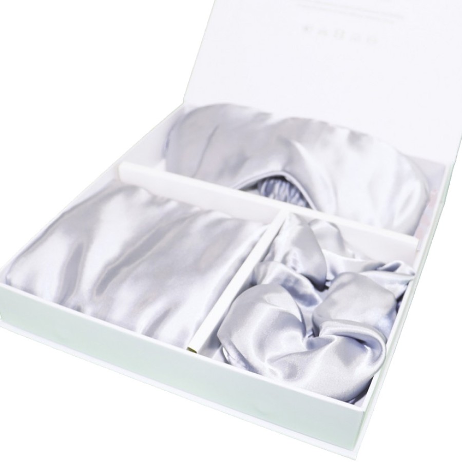 Σετ Δώρου 3τεμ. (Μαξιλαροθήκη|Μάσκα Ύπνου|Κοκαλάκι Scrunchie) από Μετάξι, Melinen Pure Silk Silver