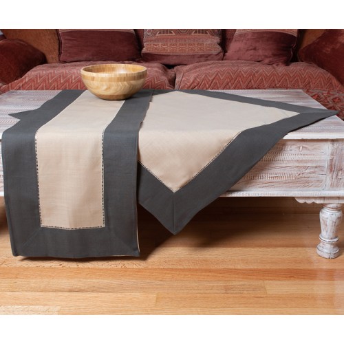 Τραπεζομάντηλο 8 ατόμων (160x220) μονόχρωμο Newhome BG17 μπεζ με φάσα καφέ