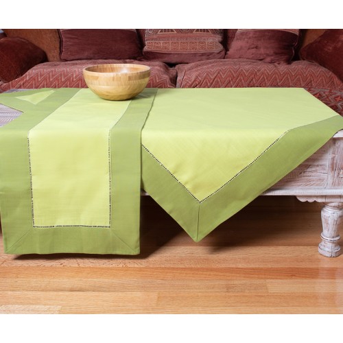 Τραπεζομάντηλο 8 ατόμων (160x220) μονόχρωμο Newhome BG17 απαλό πράσινο με λαδί φάσα