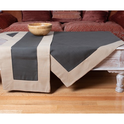 Τραπεζομάντηλο 8 ατόμων (160x220) μονόχρωμο Newhome BG17 καφέ με μπεζ φάσα