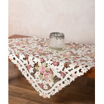 Κοφτό Σατέν Kαρέ (85x85) Newhome 7053 με Κέντημα Τριαντάφυλλα