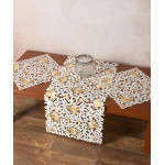 Κοφτό Σατέν Σετ Σεμέν 3 Τεμαχίων (40x110+2 τεμ.40x40) Κεντητό Newhome 8205 Χρυσό