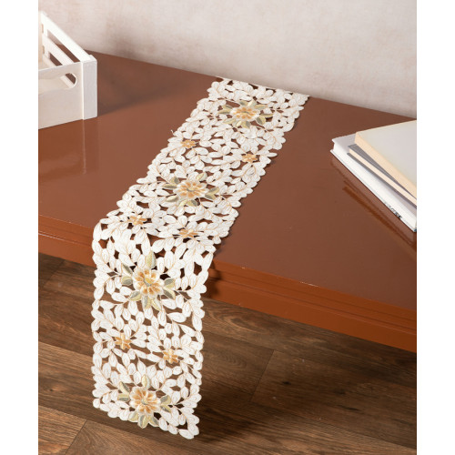 Διακοσμητική Τραβέρσα (20x150) Κοφτή Σατέν Κεντητή Newhome 8205 Χρυσό