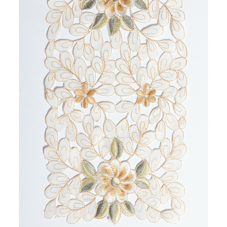 Διακοσμητική Τραβέρσα (20x150) Κοφτή Σατέν Κεντητή Newhome 8205 Χρυσό