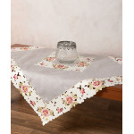 Τραπεζοκαρέ (135x135) Κεντητό με Κοφτή Μπορντούρα Newhome 8205 Σάπιο Μήλο