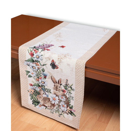 Πασχαλινή Τραβέρσα (40x150) Στόφα Ισπανίας Newhome Alicia Κουνελάκια στο Κτήμα