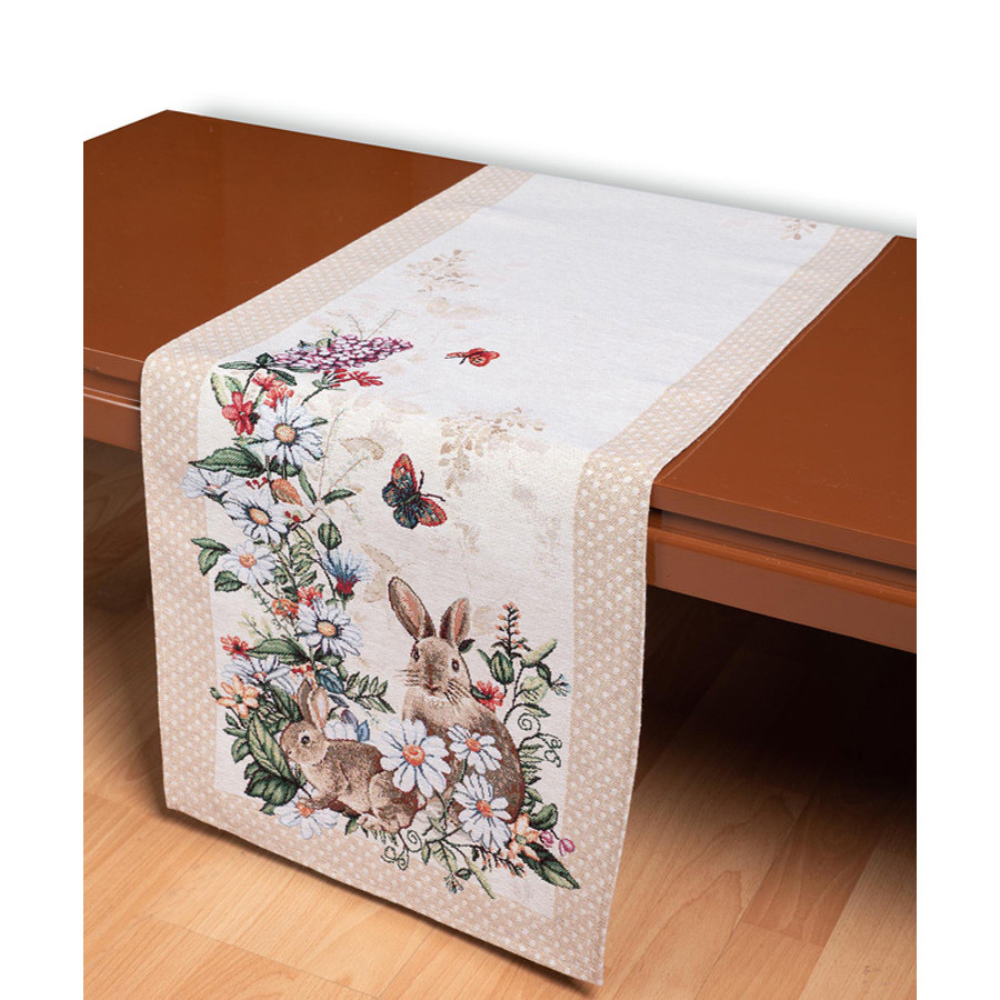 Πασχαλινή Τραβέρσα (40x150) Στόφα Ισπανίας Newhome Alicia Κουνελάκια στο Κτήμα