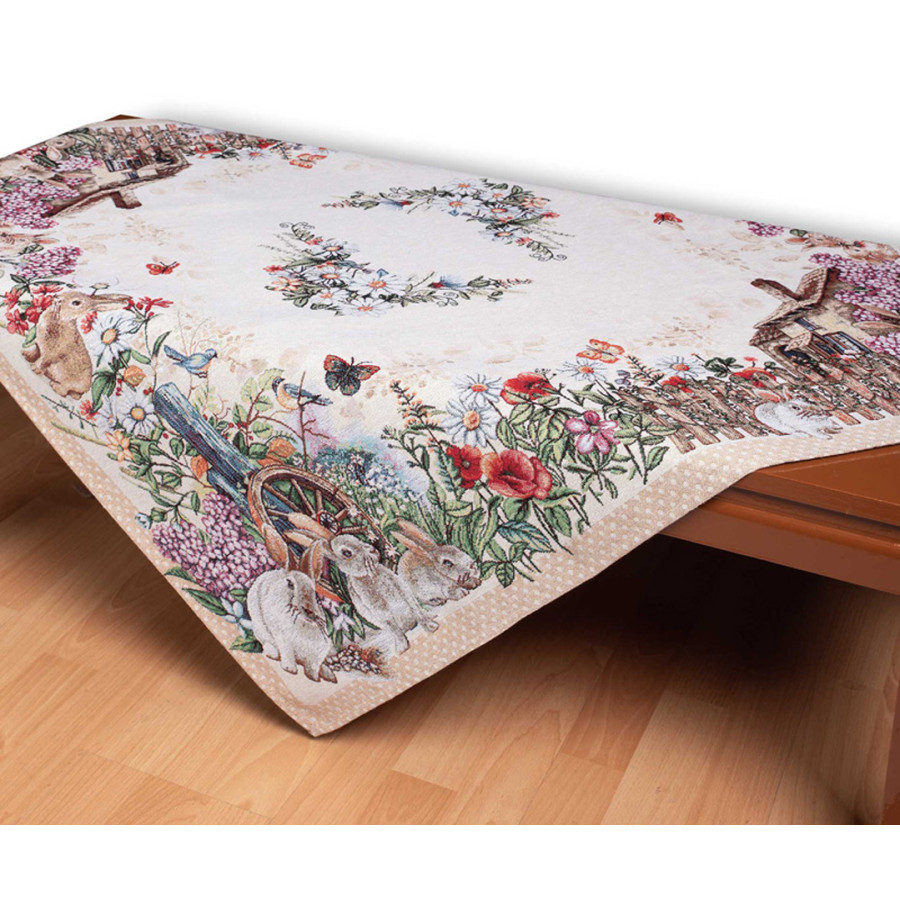 Πασχαλινό Τραπεζοκαρέ (140x140) Στόφα Ισπανίας Newhome Alicia Κουνελάκια στο Κτήμα