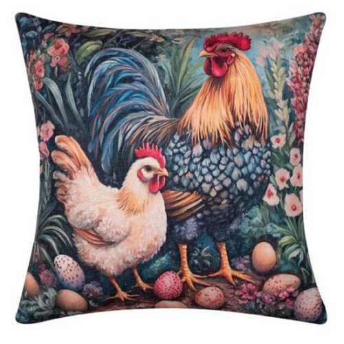 Πασχαλινή  Μαξιλαροθήκη Φιγούρας (45x45) Newhome Easter 2025-2 Κοκόρια με Αυγά