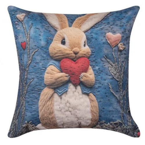 Πασχαλινή  Μαξιλαροθήκη Φιγούρας (45x45) Newhome Easter 2026-4 Λαγουδάκι με Καρδούλα