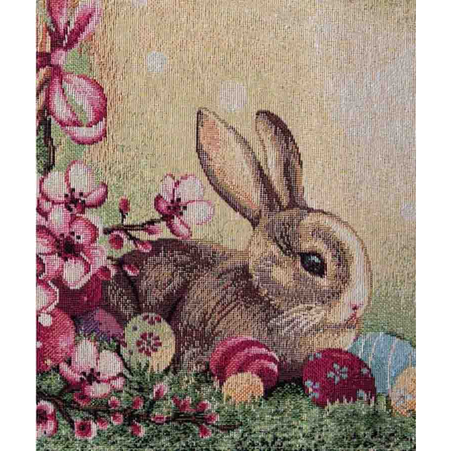 Πασχαλινό Καρέ (100x100) Στόφα Ισπανίας Newhome Garden Easter Κουνελάκι στο Καλάθι