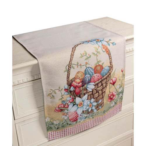 Πασχαλινή Τραβέρσα (40x150) Στόφα Ισπανίας Newhome Magic Easter Πασχαλινό Καλάθι με Αυγά