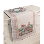 Πασχαλινή Τραβέρσα (45x140) Στόφα Ισπανίας Newhome Spring Walk Οικογένεια με Κουνελάκια στο Λιβάδι