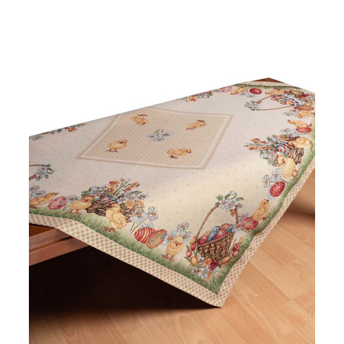 Πασχαλινό Καρέ (100x100) Στόφα Ισπανίας Newhome Sweet Chick Πασχαλινά Αυγά και Πουλάκια