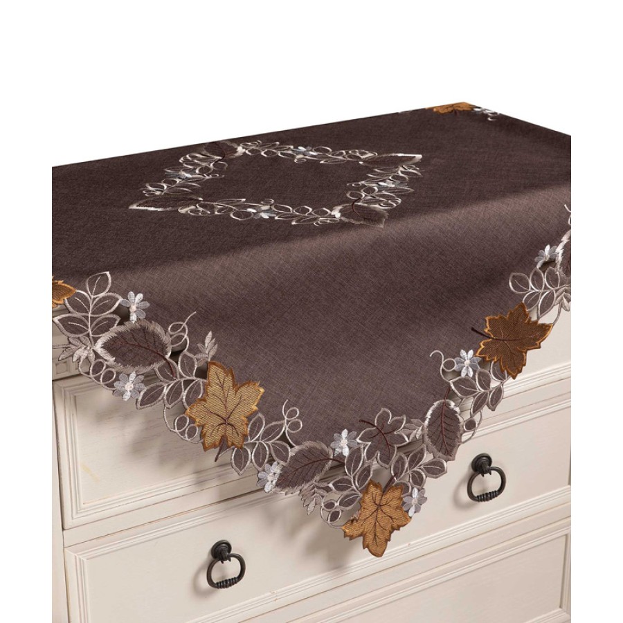 Τραπεζοκαρέ (130x130) με κέντημα Newhome 19315 Καφέ Τραπεζοκαρέ (130x130) με κέντημα Newhome 19315 Καφέ